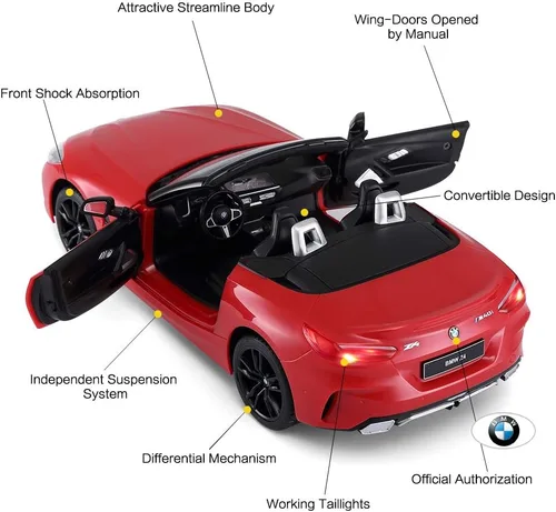 Miniatura 4 de RASTAR BMW RC Car, escala 1/14 BMW Z4 Roadster nueva versión coche de control remoto, coche de juguete convertible – rojo / 2.4 GHz