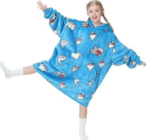 Miniatura 34 de Aemicion - Manta con capucha tipo sudadera tamaño grande, vellón Sherpa con mangas y bolsillo, unisex para adultos, ideal para hogar, oficina