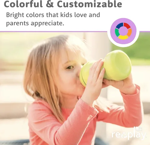 Miniatura 8 de Re-Play - Tazas de transición con boquilla para niños de 1 año - Boquilla blanda de silicona de grado médico y tapa para viajes, forma de reloj
