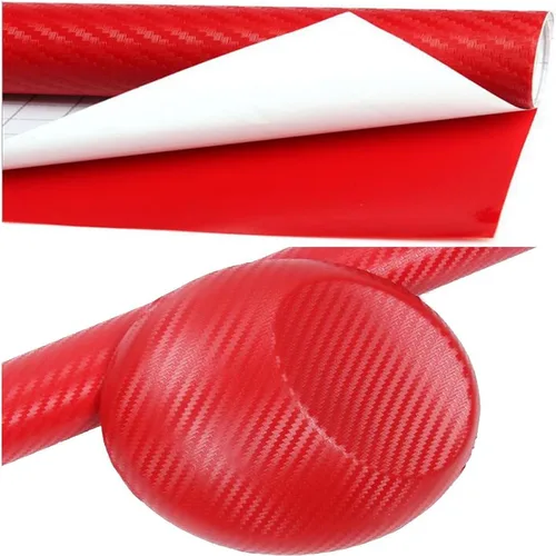 Miniatura 7 de Adhesivo en 3D de fibra de carbono de vinilo para envolver el coche, hoja adhesiva de vinilo para envolver el coche, rojo, 127 x 30 cm 50" x 11.8