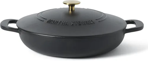 Miniatura 14 de Martha Stewart Gatwick Enameled Cast Iron Braiser with Lid, 3.5-Quart Braiser Pan for Stovetop & Oven, Cast Iron Braising Pan, Blue