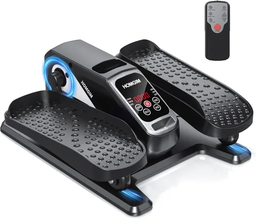 HOMGIM Máquina elíptica para debajo del escritorio, ejercitador de piernas motorizado silencioso con control remoto inteligente, programas manuales