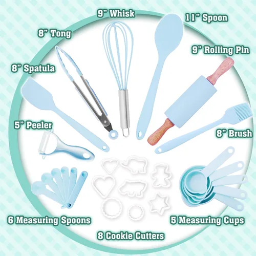 Miniatura 2 de JoyTown - Juego de cocina y hornear para niños con estuche de almacenamiento, suministros de cocina reales con libro de cocina, cuchillos