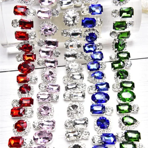 Miniatura 4 de Cadena de garra de diamantes de imitación de flor de 1 yarda Soldadura Código de cristal de diamante Recorte DIY Collar Cinta Ropa Accesorios