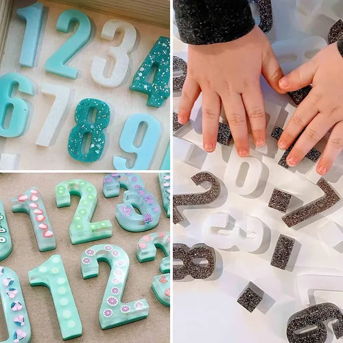 Miniatura 7 de Paquete de ventas de 26 letras grandes molde de silicona 0-9 número molde de silicona