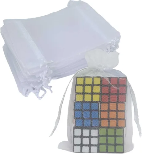 Miniatura 34 de Paquetes de 50 bolsas de organza de regalo de 4 x 6 pulgadas, cordón negro a granel para baby shower, Navidad, cumpleaños de profesores, recuerdos