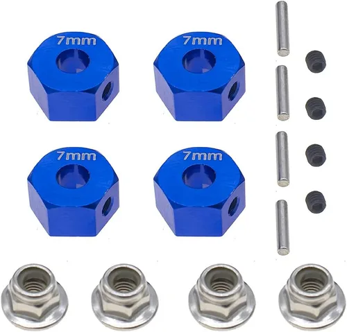 Bujes hexagonales de aluminio de 0.472 in con pasadores de eje de repuesto de tuercas de 1654 para RC Traxxas 1/10 Slash 4x4, Stampede 4WD (paquete