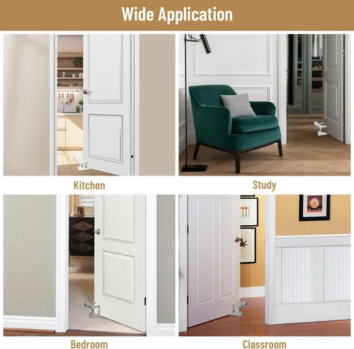 Miniatura 6 de Lindo tope de puerta, decorativo y resistente, tope de puerta decorativo, cuña delantera inferior adecuada para más puertas, blanco y gris Blanco &