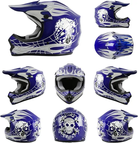 Miniatura 3 de TCMT Casco de motocross para jóvenes, certificado por DOT, casco de motocross ATV de cara completa para niños con gafas, guantes y bolsa para casco