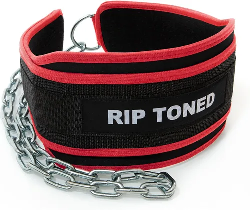 Rip Toned Cinturón de inmersión para levantamiento de pesas, dominadas, inmersiones, barbillas, cadena de acero resistente de 36 pulgadas, cinturón