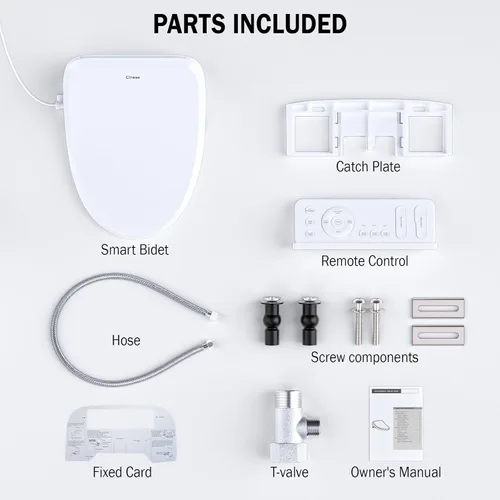 Miniatura 8 de Clirass Asiento de inodoro eléctrico inteligente con bidé, agua caliente y presión ajustable, asiento de inodoro alargado con calefacción y secado