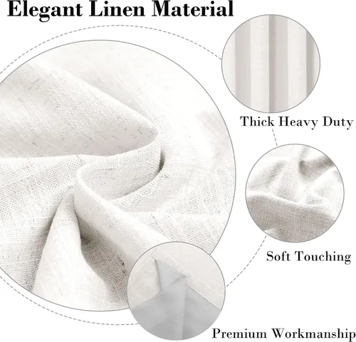 Miniatura 2 de coloelaf - Cortinas opacas para dormitorio, cortinas de lino blanco con aislamiento térmico para ventana, para sala de estar, cocina, casa de campo