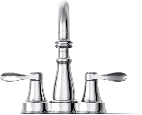 Miniatura 9 de KOHLER 27378-4N-CP Bellera - Juego central de grifo de baño de 4 pulgadas con drenaje emergente, grifo de lavabo de baño de 2 asas, 0.5 gpm, cromo