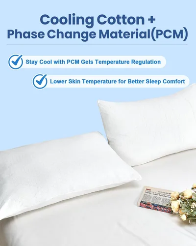 Miniatura 4 de PCM - Juego de 2 fundas de almohada refrescantes con estampado de gel, tamaño estándar, con doble cara fría, absorben la humedad, con cremallera