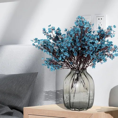 Miniatura 6 de JAKY-Global - Flores velo de novia artificiales, tela de seda, 6 ramos de plantas falsas europeas para decoración de bodas, ramos de tacto real, Azul