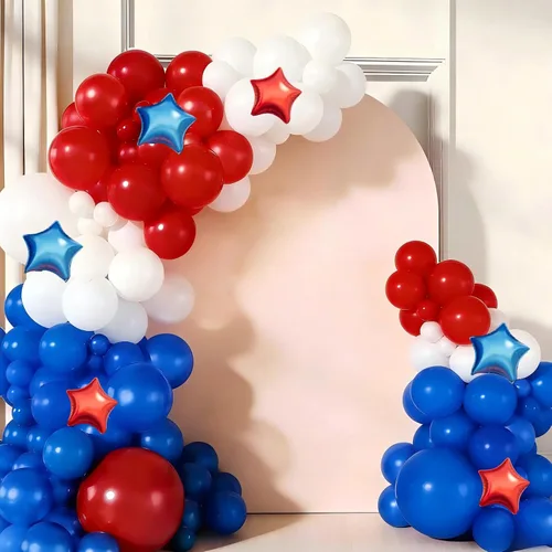 Miniatura 12 de Kit de arco de guirnalda de globos de béisbol, arco de globos azul marino y rojo nude con guante de béisbol, globos de aluminio para niños y niñas
