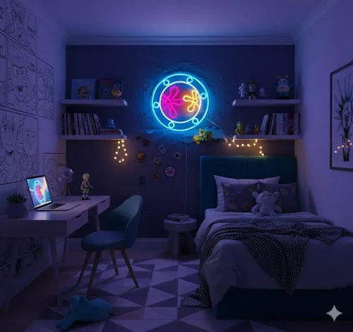 Miniatura 4 de manimo Ocean World Luces de Neón de Ojo de Buey, Letreros de Neón LED de Ojo de Buey Bajo el Mar para Decoración de Pared, Luz Nocturna USB