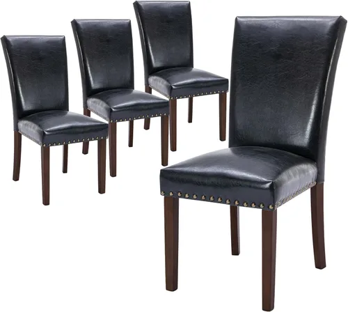 Miniatura 40 de COLAMY Juego de 2 sillas de comedor tapizadas Parsons, sillas de tela para comedor y cocina con detalle de cabeza de clavo y patas de madera