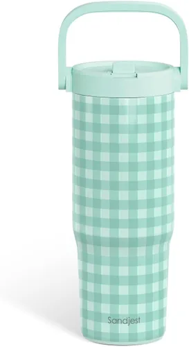 Miniatura 18 de SANDJEST Besties - Vaso de acero inoxidable con tapa para pajita de 30 onzas con asa de transporte para mujeres, niñas, mejores amigas, taza de café