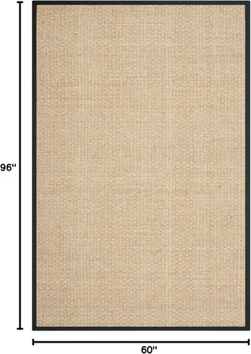 Miniatura 3 de SAFAVIEH Alfombra de Área 5x8 - Colección de Fibra Natural - Natural y Negro, Hierba Marina, Patrón de Tejido de Canasta con Borde (NF114C)