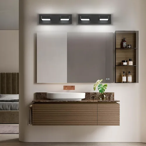 Miniatura 6 de Lámparas LED modernas de 2 luces LED para tocador de baño (15.5 pulgadas, blanco frío 6000 K), accesorios de iluminación de pared de baño