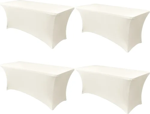 Miniatura 91 de Obstal Funda de mesa de elastano elástica de 4 pies para mesas plegables estándar, paquete de 2 manteles rectangulares universales ajustables