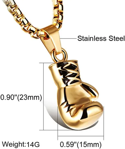 Miniatura 10 de Hamoery Collar con colgante de cadena de guante de boxeo de acero inoxidable punk para hombres y mujeres