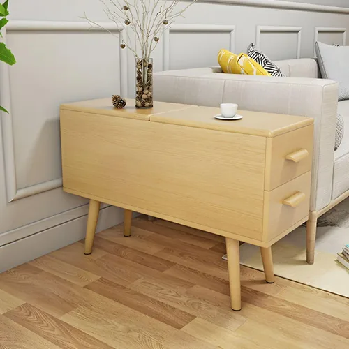 Mesa auxiliar, mesa auxiliar de madera moderna con cajones y gran almacenamiento para almacenamiento compacto, muebles de oficina en casa, 1 natural