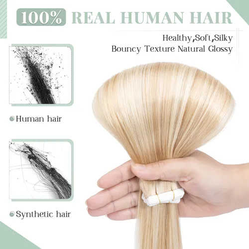 Miniatura 4 de Rich Choices Extensiones de cabello humano con cinta, 40 unidades, 3.53 oz, 100% Remy, extensiones de cabello humano real, extensiones de cabello