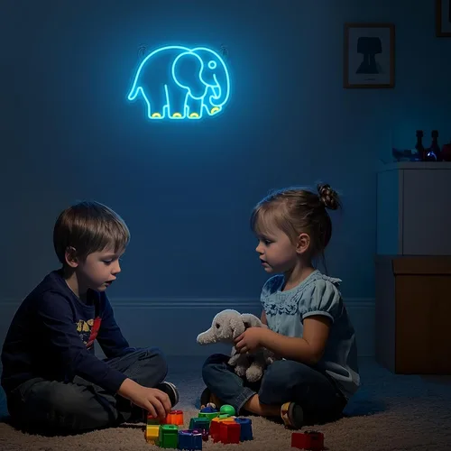Miniatura 7 de YuanDian Letrero de neón de elefante, luces de neón de animales para dormitorio, sala de estar, decoración de pared, regalos de fiesta de cumpleaños