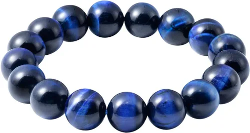 Jewever Pulsera de ojo de tigre natural para hombres y mujeres, piedras preciosas elásticas, cuentas de piedra natural, 0.472in, elástica, unisex
