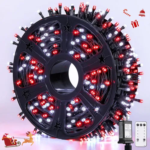 Miniatura 35 de JMEXSUSS 500 luces LED azules de Navidad al aire libre, 173 pies, 8 modos, tira de luces de Navidad, impermeable, luz LED azul para árbol enchufable