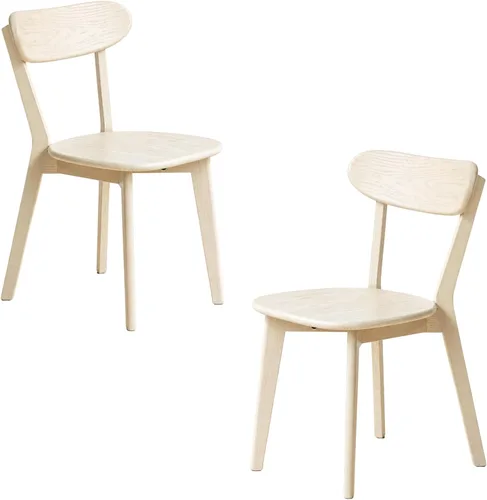 Miniatura 15 de Silla de comedor de madera maciza blanca, silla de comedor de roble de grado FAS individual, respaldo curvado resistente y diseño exterior de pata