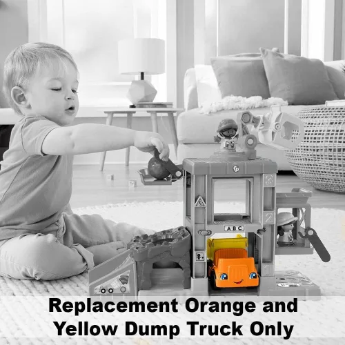 Miniatura 7 de Pieza de repuesto para Fisher-Price Little People Cargar y Aprender Juego de construcción - GWD30 ~ Camión volquete naranja y amarillo de repuesto