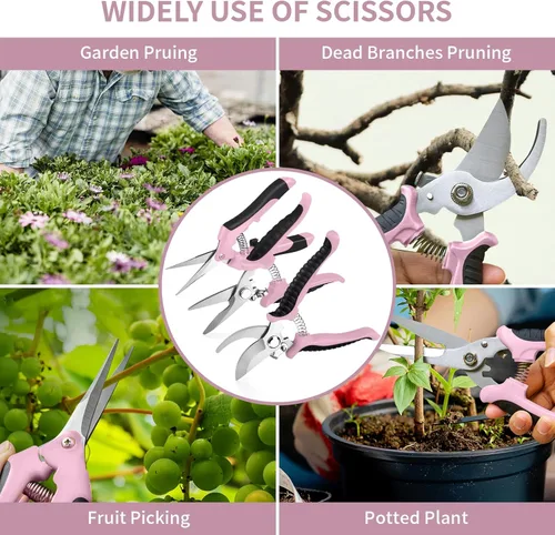 Miniatura 7 de Paquete de 3 tijeras de podar de jardín, tijeras de acero inoxidable, tijeras de jardinería, tijeras de podar para herramientas de jardinería