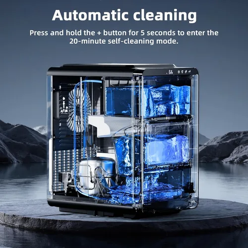 Miniatura 5 de Antarctic Star Máquina de hielo Crescent, máquina de hielo de encimera de fusión lenta, 27 libras/24 horas, 16 piezas en 15 minutos, autolimpieza