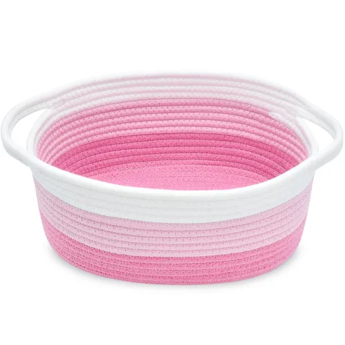 Miniatura 11 de ABenkle Cesta Pequeña con Asas - Contenedor de Almacenamiento Tejido de Cuerda Decorativo Duradero Cubo Organizador de Estante, Cesta de Regalo
