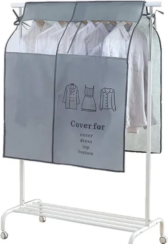 Miniatura 2 de Bolsas de ropa para colgar ropa, 43. 7 bolsas transparentes para colgar ropa para armario, cubierta inferior cerrada para perchero, protector