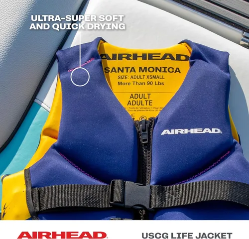 Miniatura 6 de Airhead Chaleco salvavidas Santa Monica de varios tamaños, chalecos de natación para adultos, niños y jóvenes, tela Kwik Dry Neolite - Aprobado por