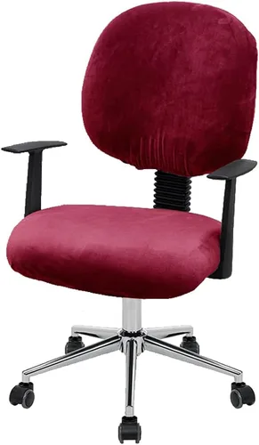 Miniatura 9 de ITFRO Funda negra para silla de oficina, de terciopelo, elástica, 2 piezas, funda para silla de escritorio de computadora, funda giratoria universal