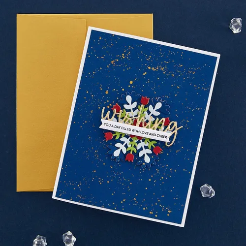 Miniatura 5 de Spellbinders SDS-185 Snowflake Wishes - Juego de sellos y troqueles transparentes de la colección Bibi's Snowflakes de Bibi Cameron