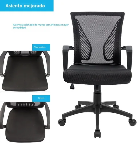 Miniatura 4 de Furmax Silla de oficina ergonómica de escritorio para computadora, silla de malla, respaldo medio, soporte lumbar giratorio con reposabrazos