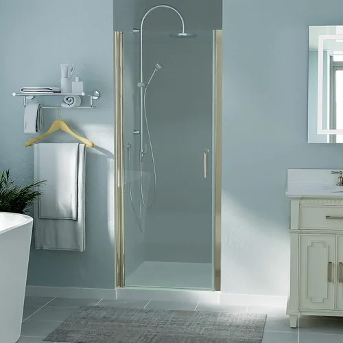 Miniatura 18 de ExBrite Puerta de ducha pivote sin marco de 34-35.5 pulgadas de ancho x 72 pulgadas de alto, puertas de ducha pivotantes de vidrio transparente