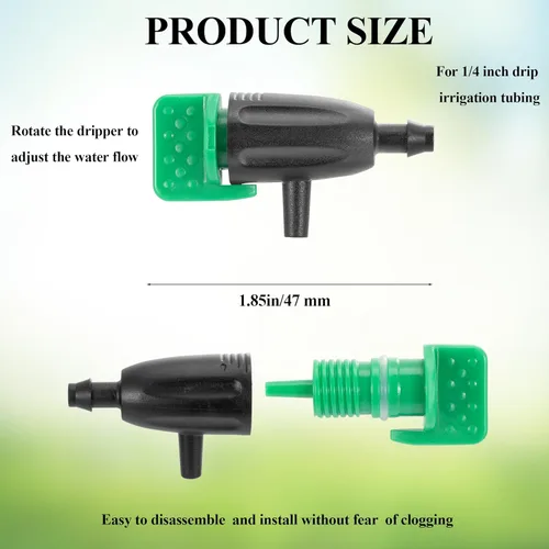 Miniatura 2 de Gotero de riego ajustable de flujo de agua, 50 unidades, emisores de goteo giratorios de 360 grados, sistema de riego para tubos de 1/4 de pulgada