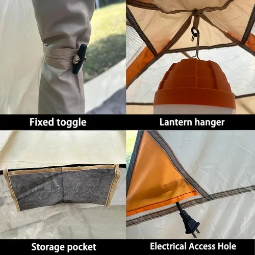 Miniatura 6 de UNP Tienda de campaña de cúpula de 6 personas para 4 estaciones, fácil de montar para acampar y senderismo, ligera y portátil, verde