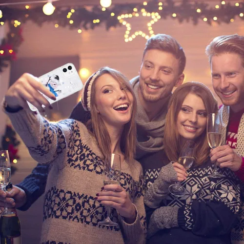 Miniatura 6 de Maxdara Funda de Navidad para iPhone 11, diseño de muñeco de nieve con purpurina líquida brillante cubierta bonita para niñas y niños, 6.1 pulgadas
