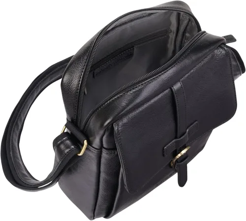 Miniatura 5 de Bolso bandolera de cuero genuino Bolso bandolera de piel de vaca unisex vintage, bolso lateral compacto de viaje de negocios
