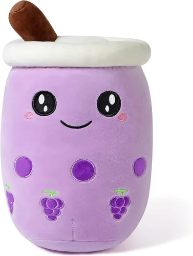 Miniatura 10 de DITUCU - Lindo té Boba de peluche, peluche de té con burbujas de caricatura, almohada suave de taza de té con leche de fresa para el hogar, regalo