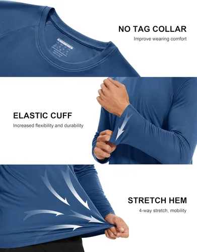 Miniatura 87 de MAGCOMSEN Camisas de manga larga para hombre, protección solar UPF 50+, camisetas atléticas para senderismo, correr, entrenamiento, protección