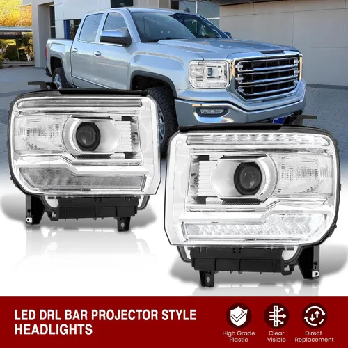 Miniatura 2 de AJP Distributors Par de faros delanteros LED DRL estilo OE con proyectores halógenos, lámparas de señal, carcasa de montaje de luces